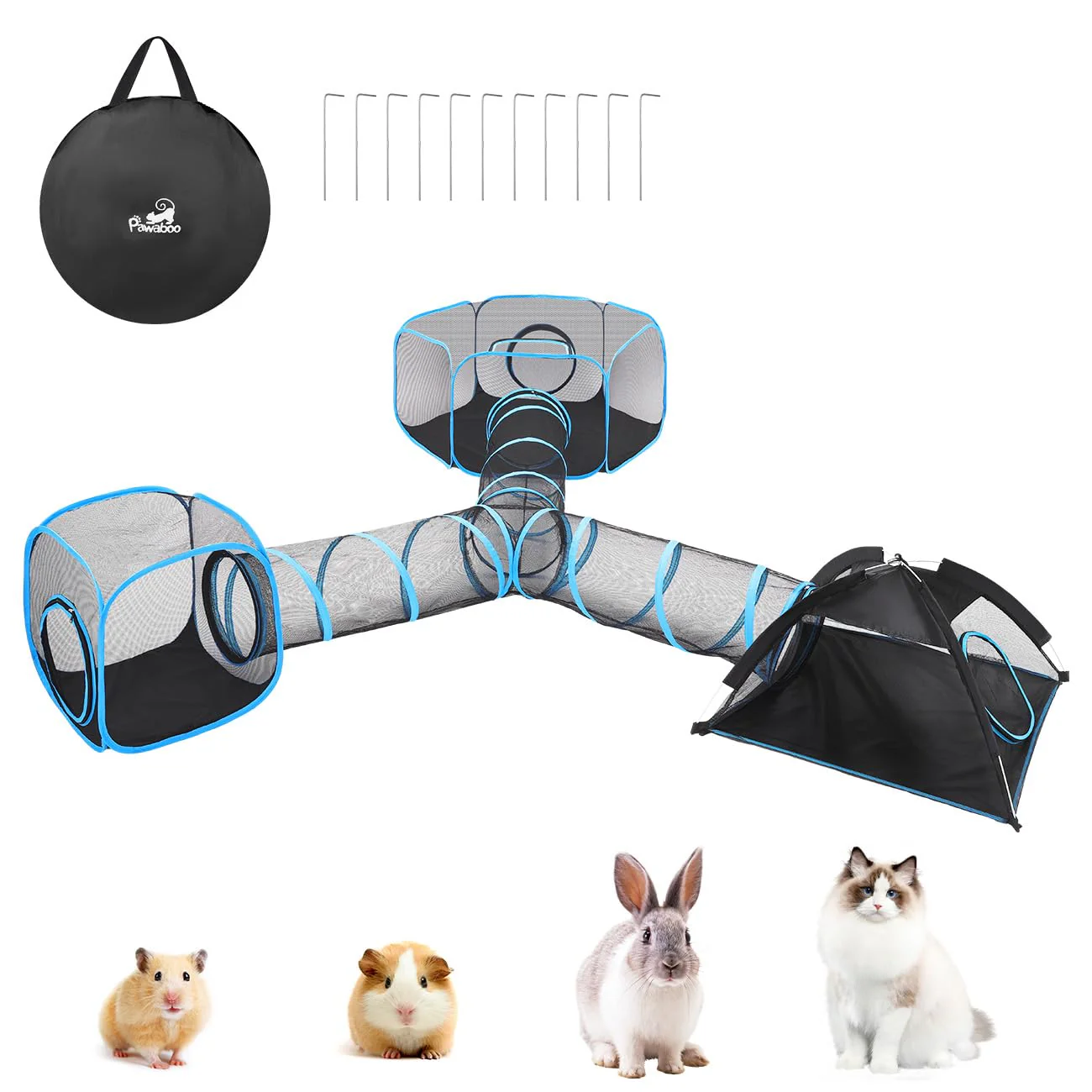 🐾 Outdoor Cat Enclosure Tent – Portable Mesh Playhouse with Tunnel & Carry Bag for Patio or Yard