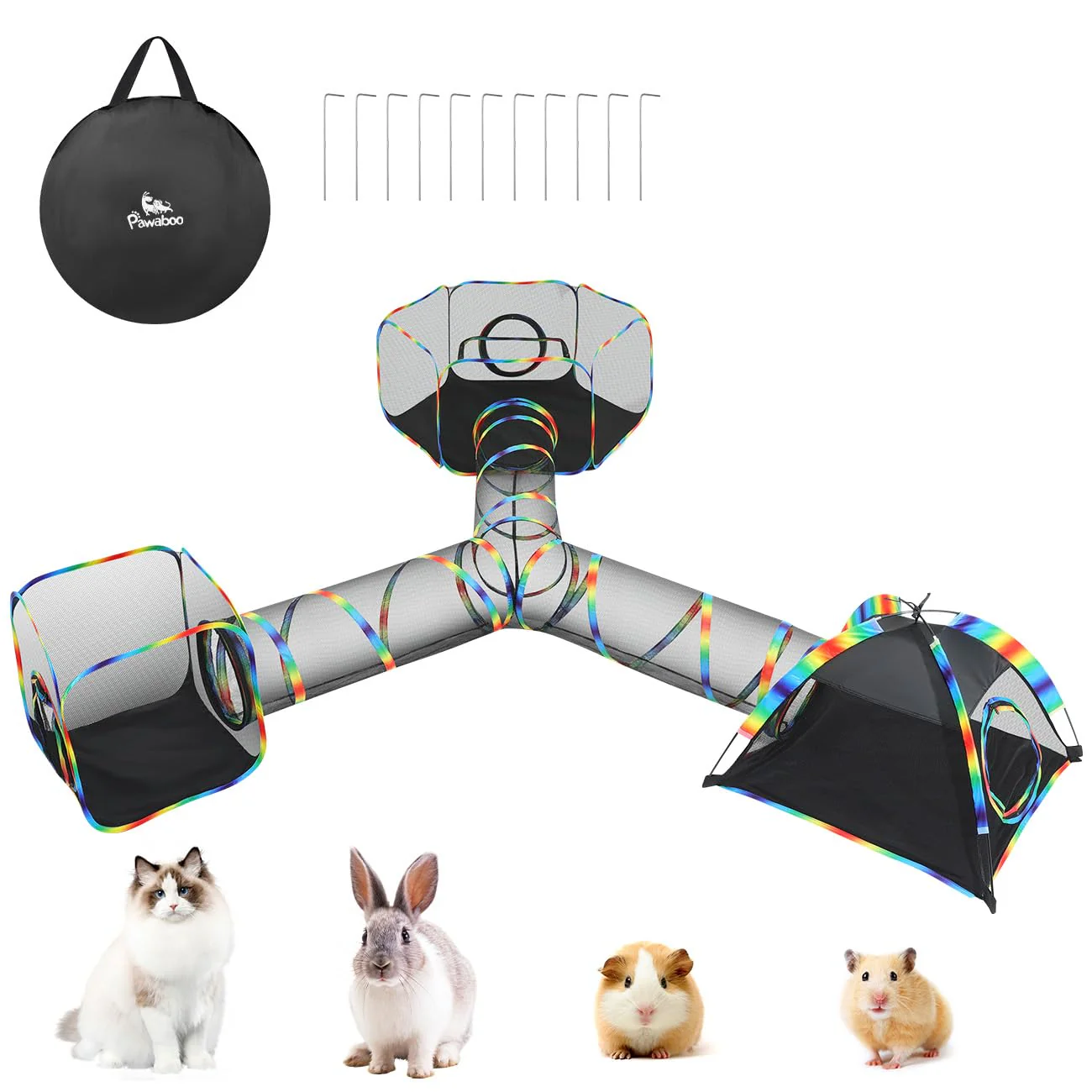 🐾 Outdoor Cat Enclosure Tent – Portable Mesh Playhouse with Tunnel & Carry Bag for Patio or Yard