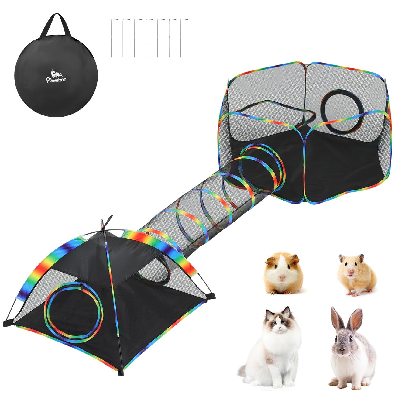 🐾 Outdoor Cat Enclosure Tent – Portable Mesh Playhouse with Tunnel & Carry Bag for Patio or Yard