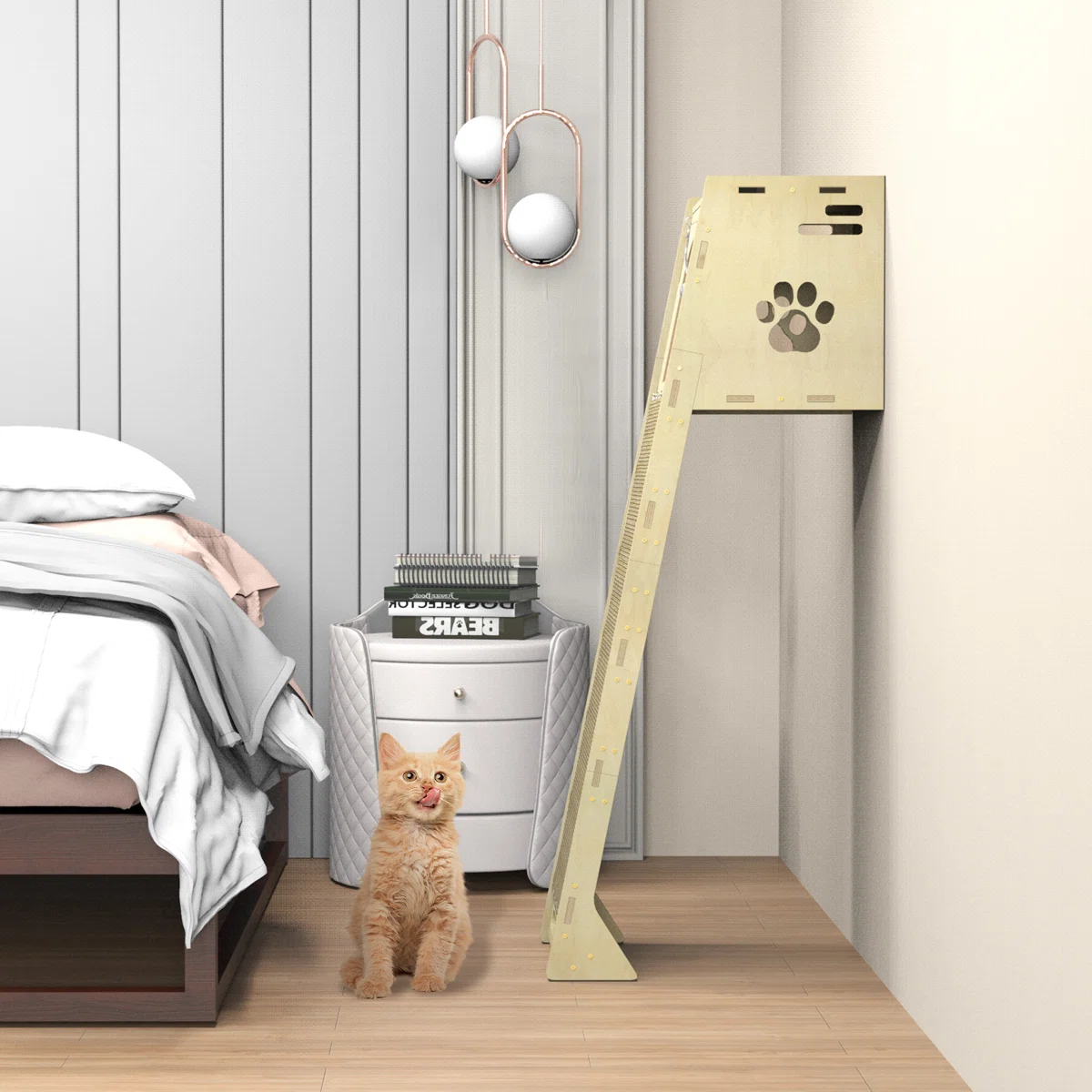 Leaning Cat Climbing Tree Tower Condo